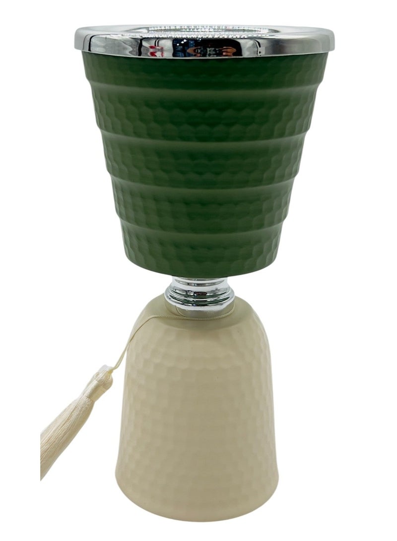 AKDC موقد بخور معدني أكديك 11 سم * 21.5 سم، عاجي/أخضر - Image 1